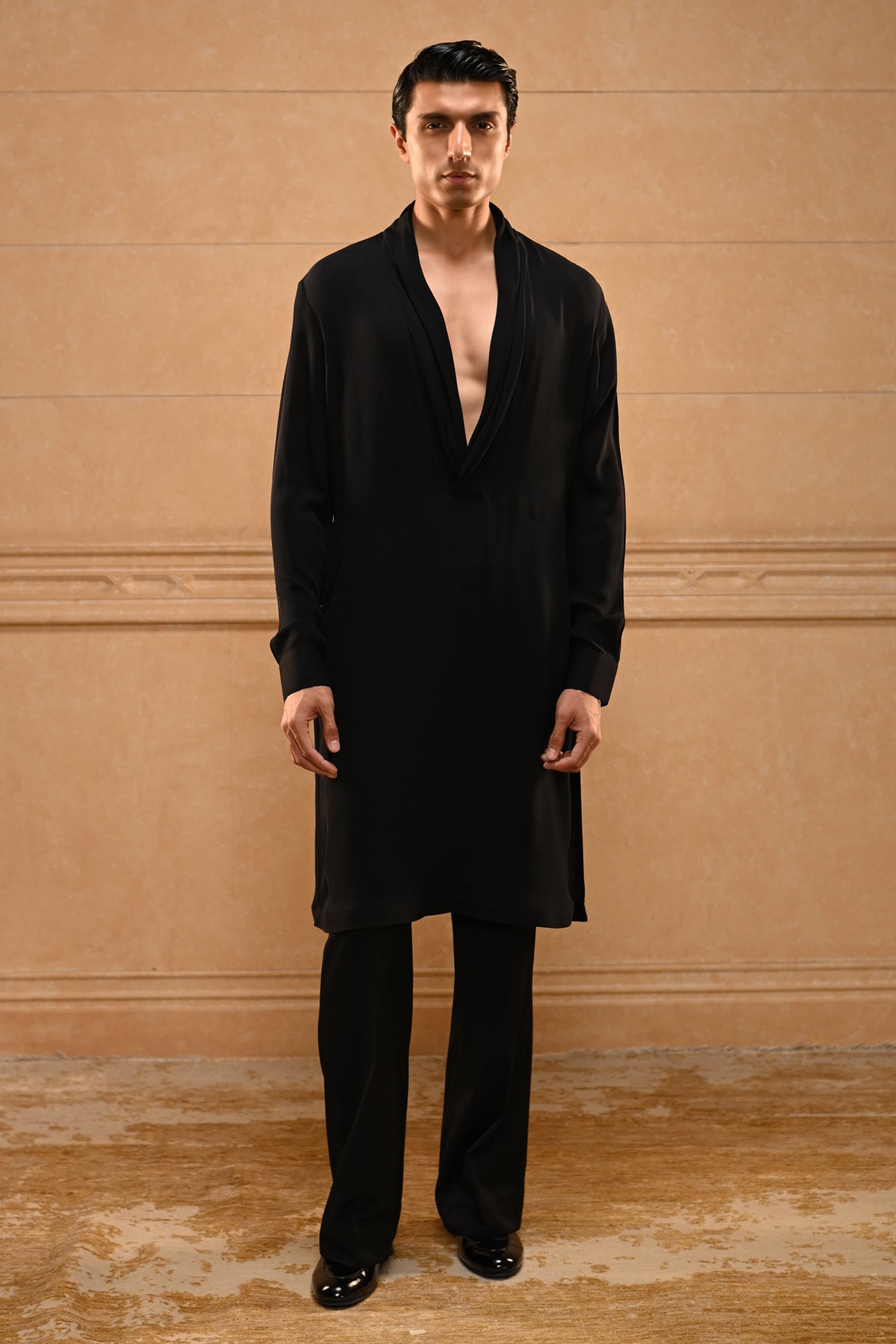 Draped Kurta waistcoat set