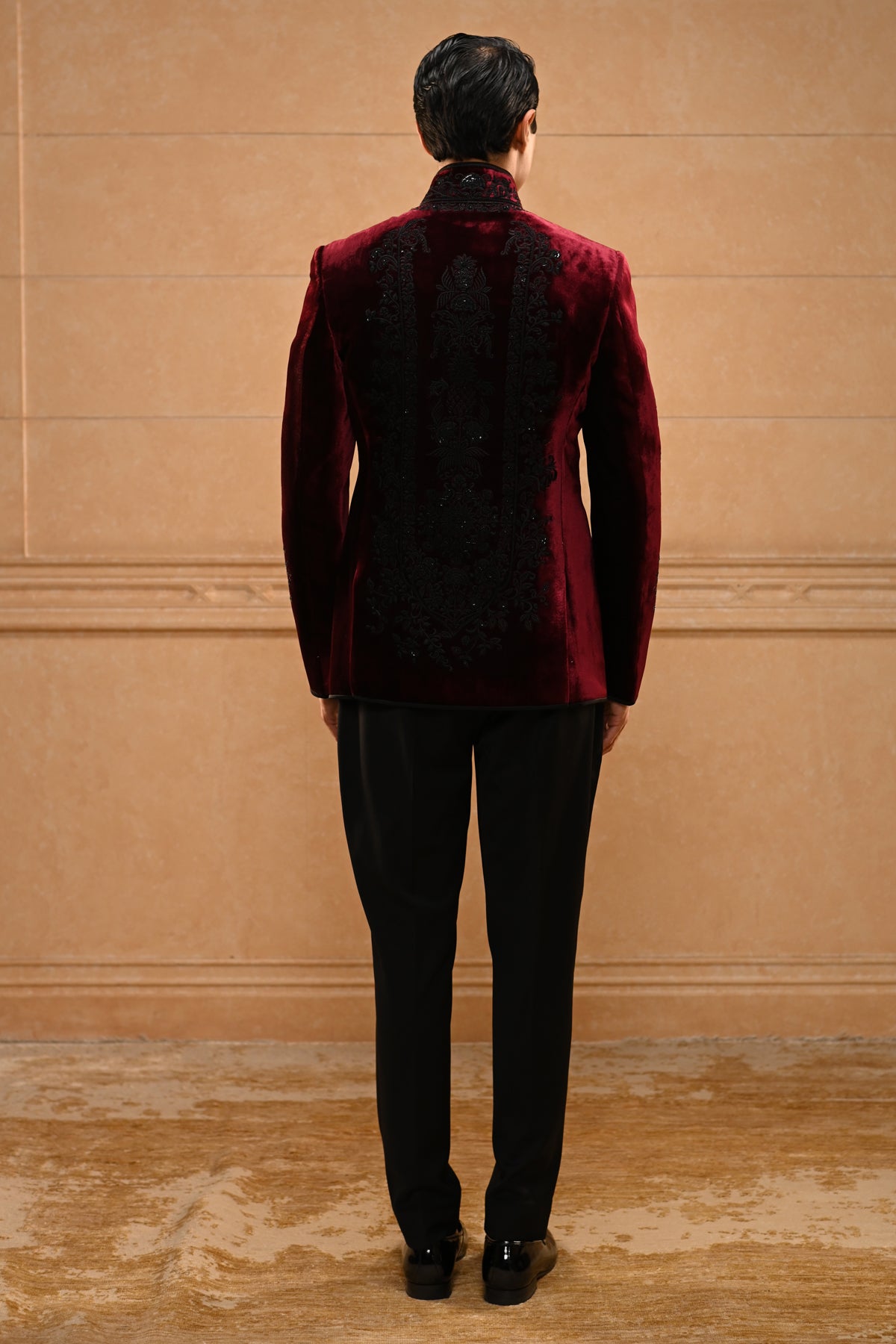 Embroidered Velvet Bandhgala Set
