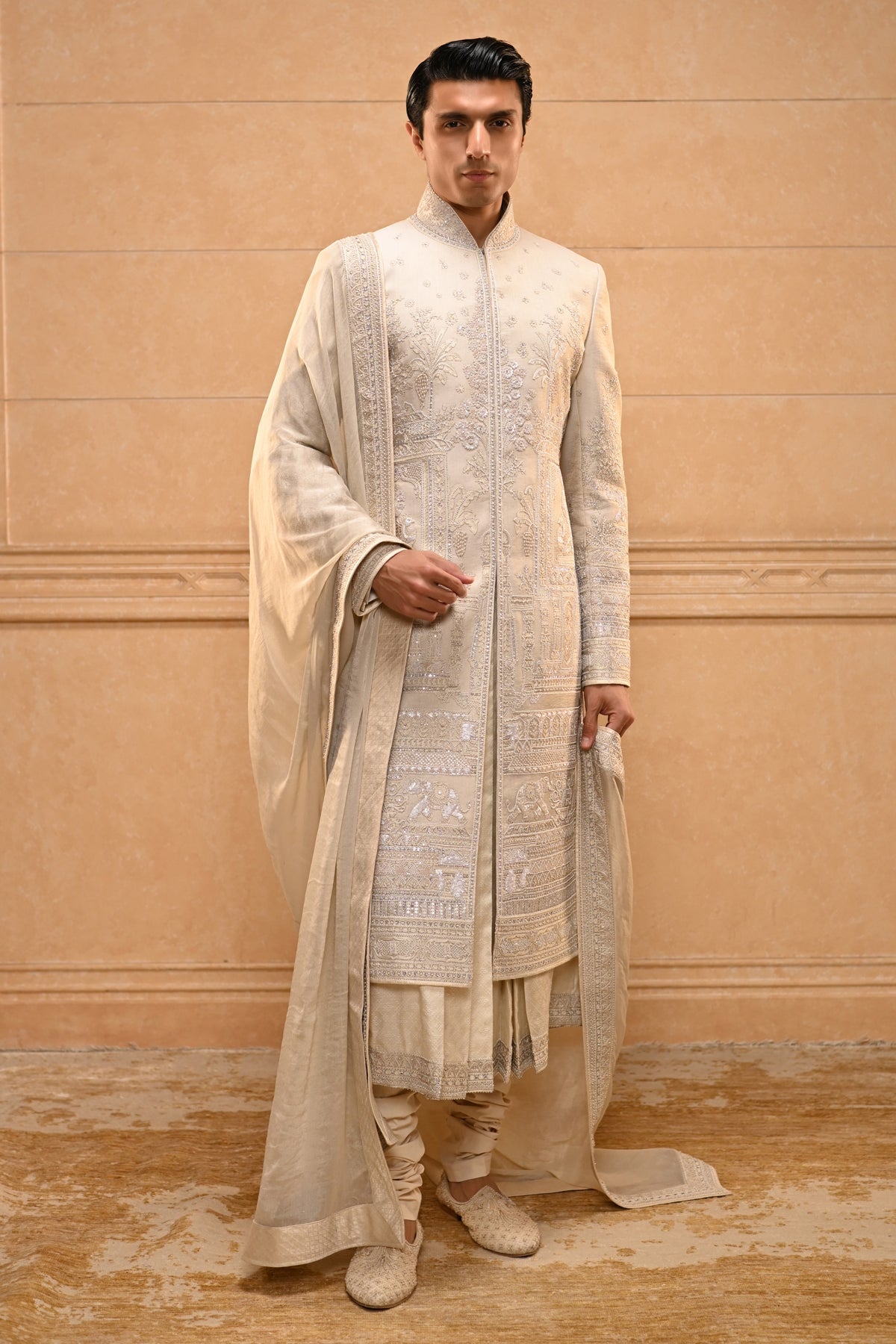 Temple Motif Sherwani Set