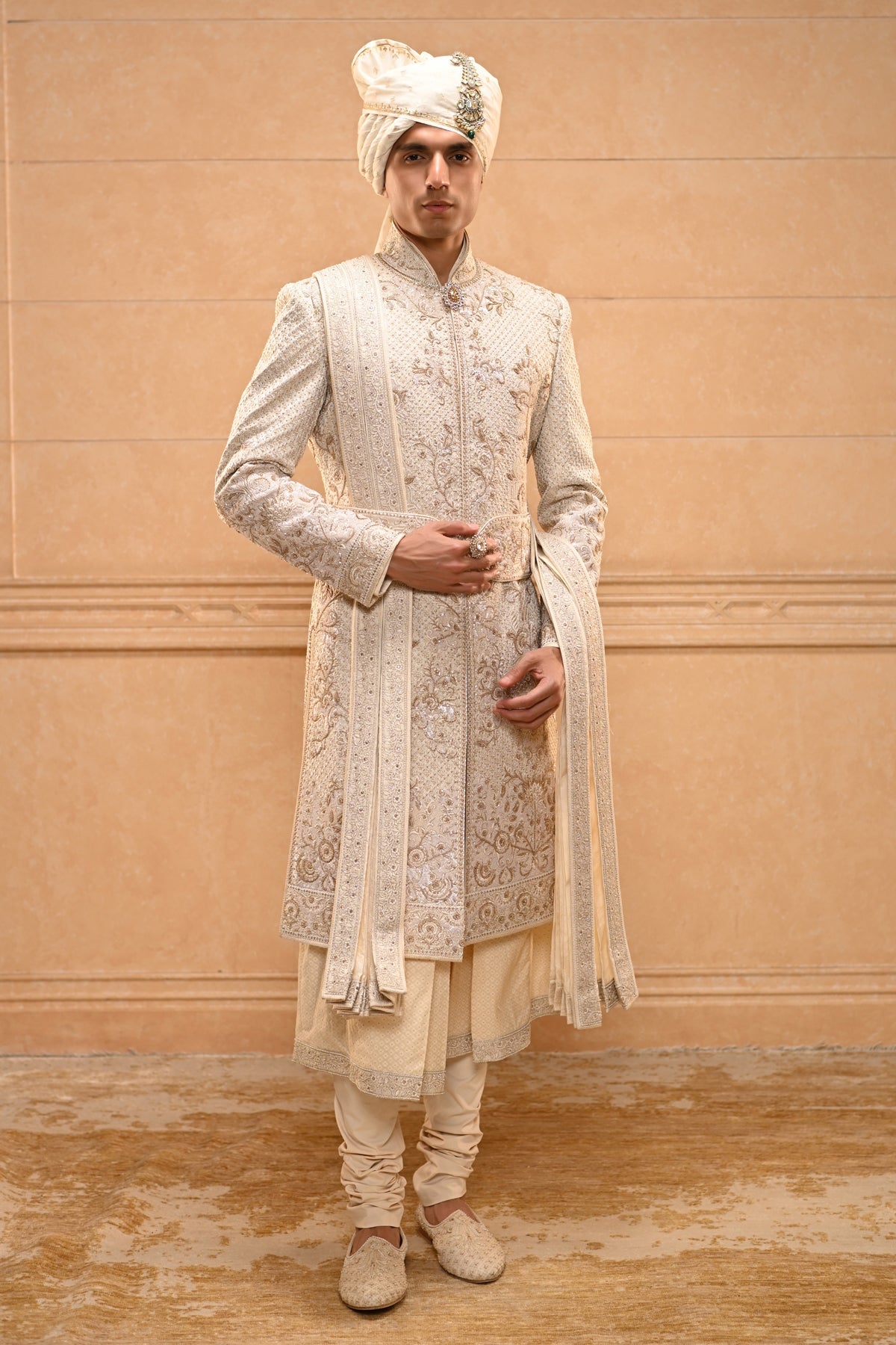Classic Floral Sherwani Set