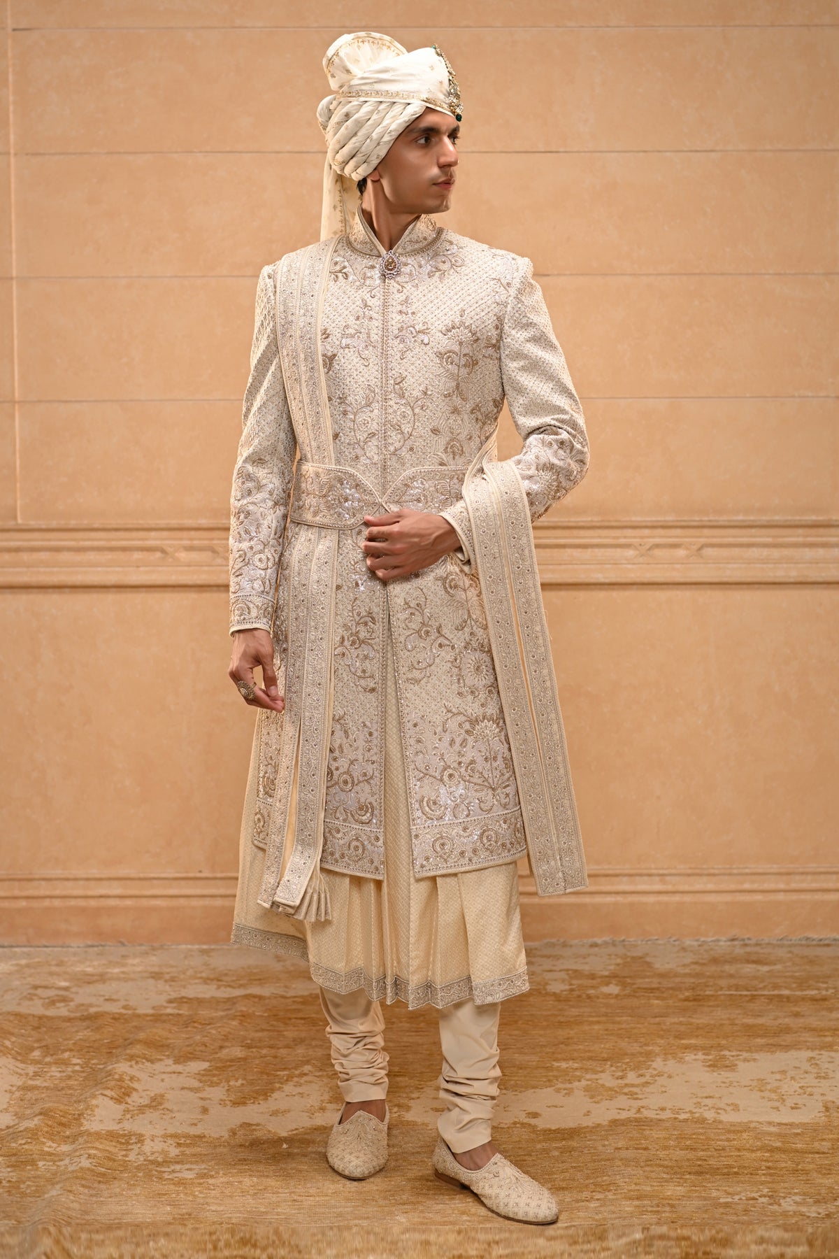 Classic Floral Sherwani Set