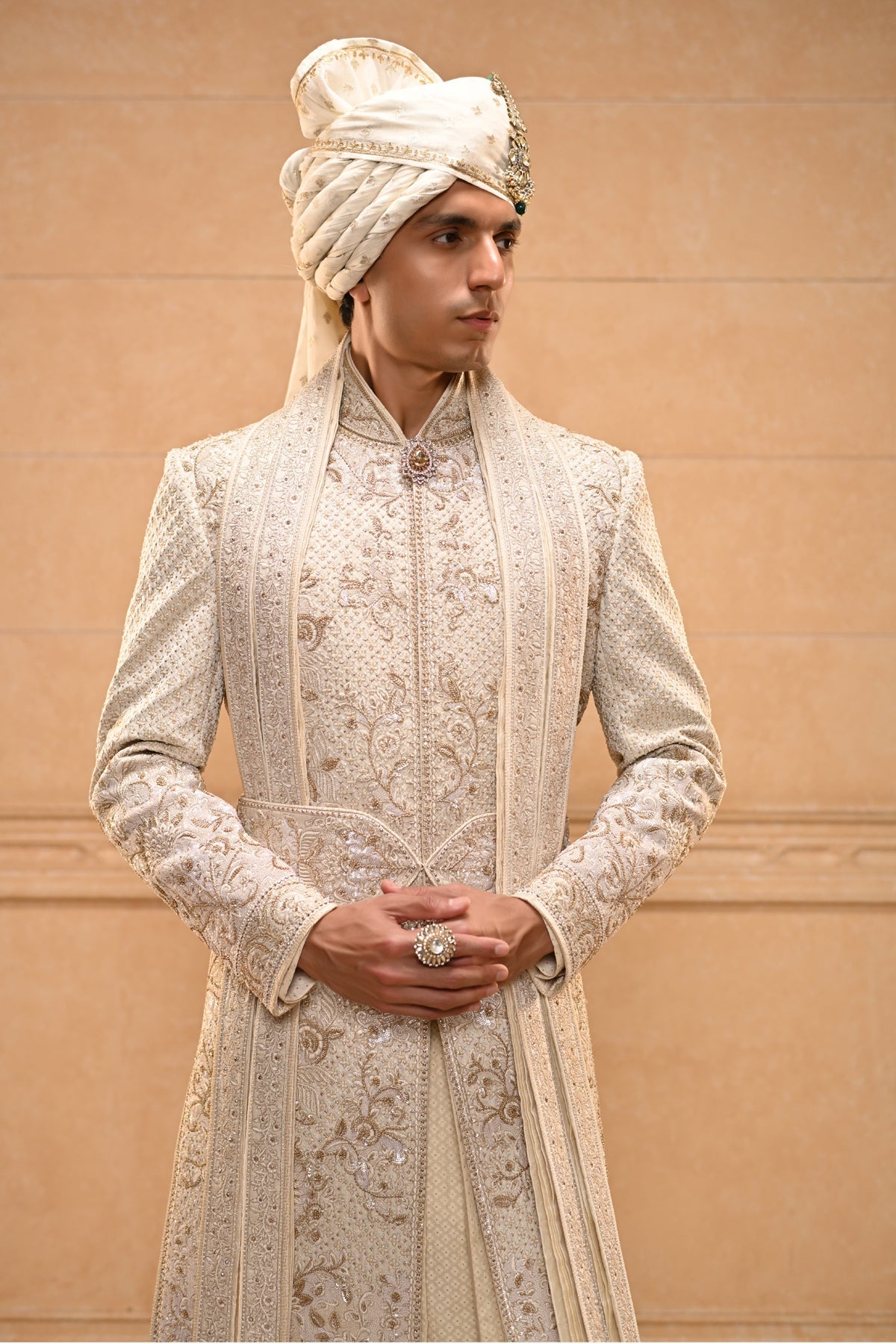 Classic Floral Sherwani Set