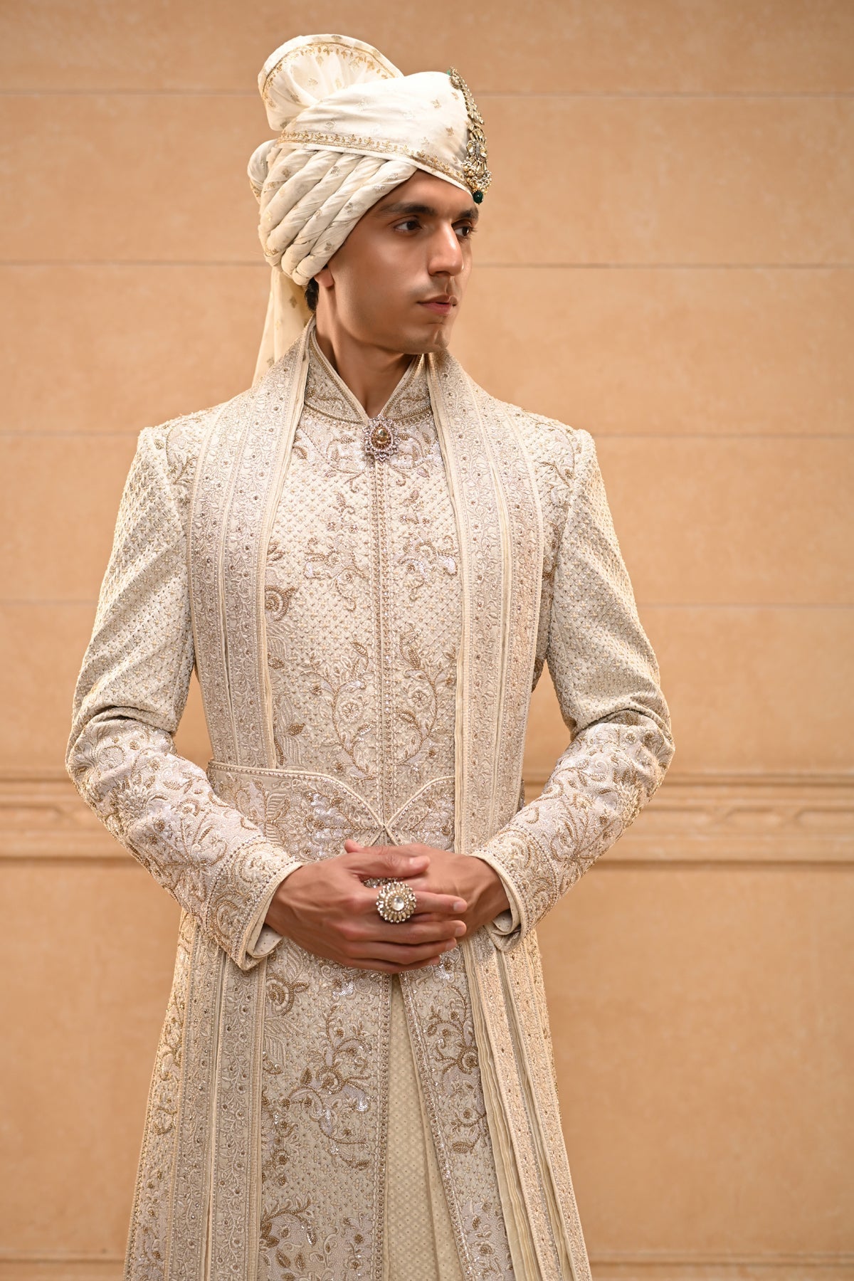 Classic Floral Sherwani Set
