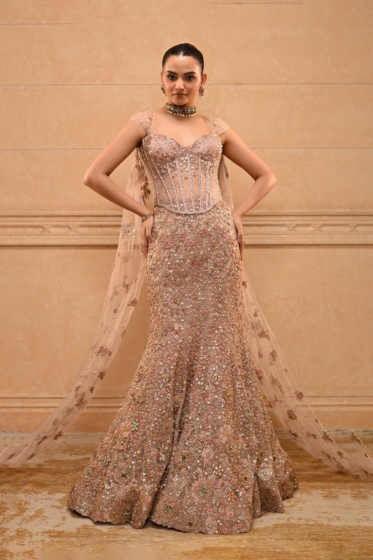 Rococo Floral Embroidered Lehenga