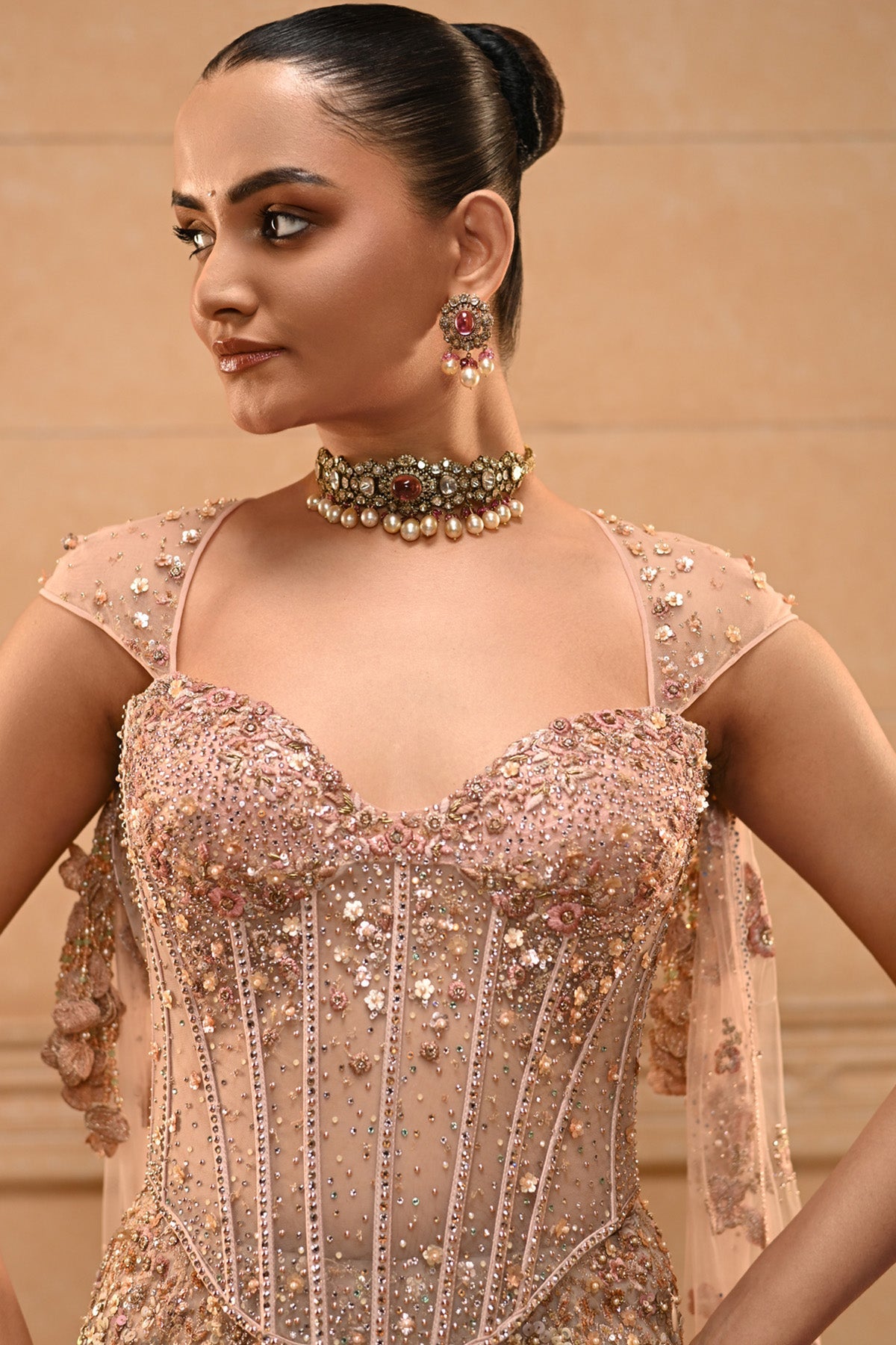 Rococo Floral Embroidered Lehenga
