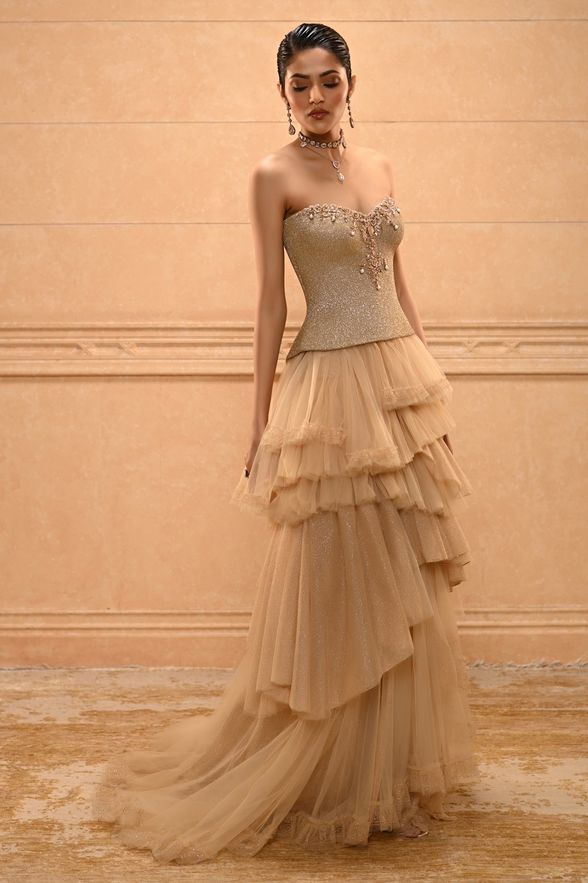 Metallic Layered Lehenga Set
