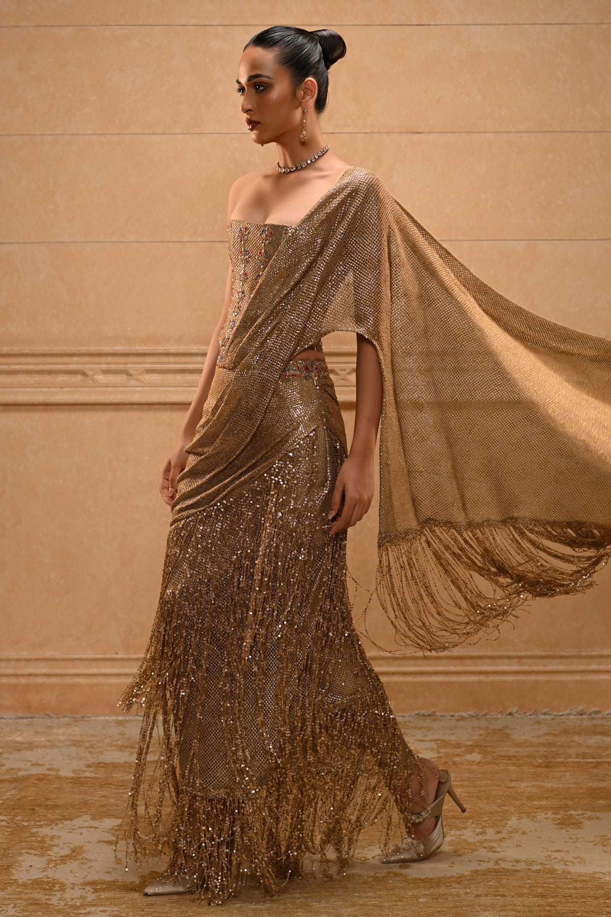 Sequinned Fringe Saree