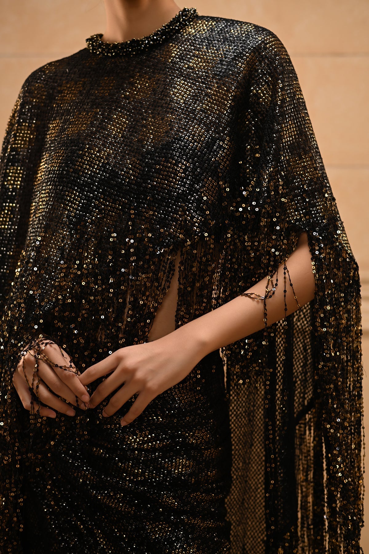 Crystal Fringe Cape Set