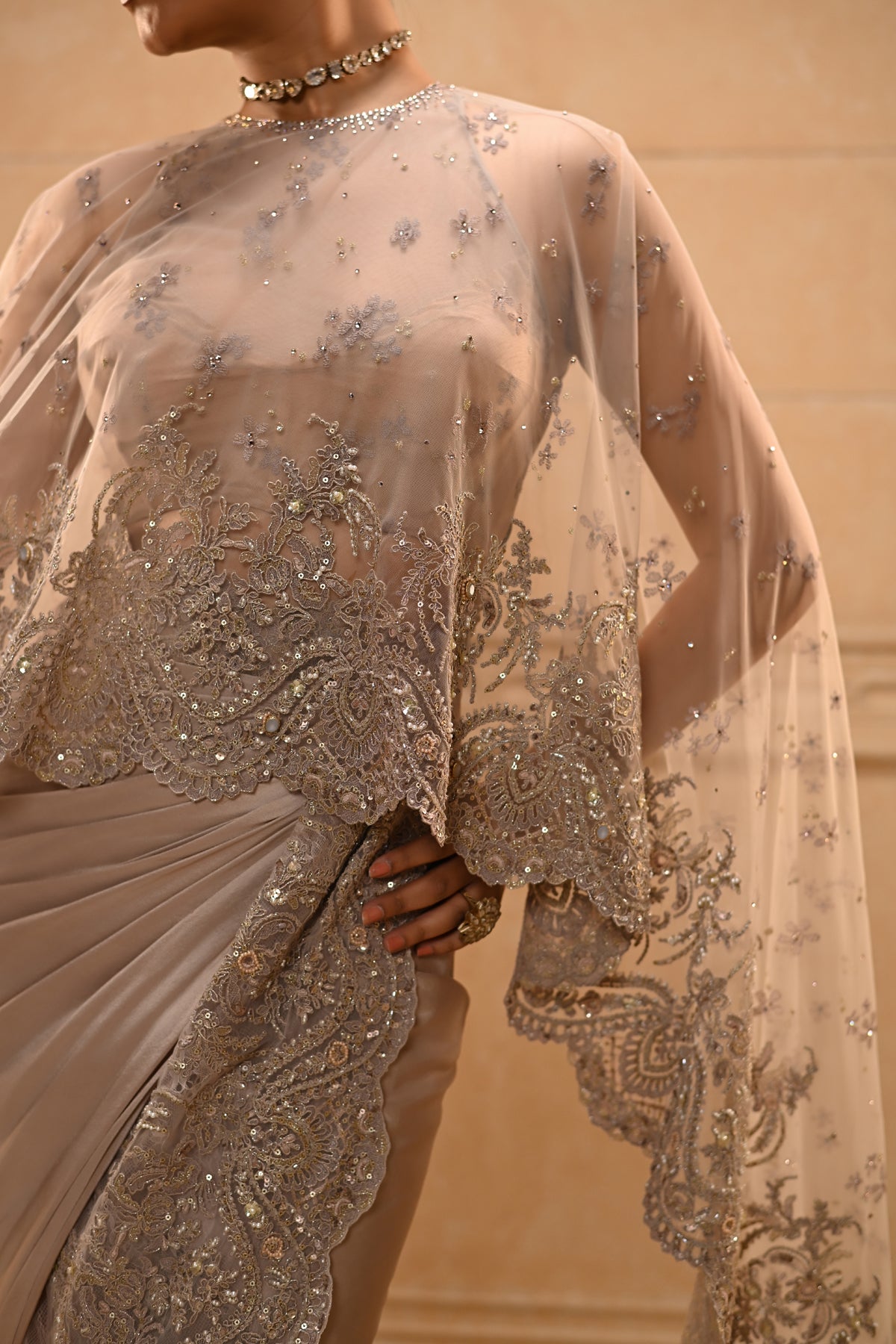Embroidered Skirt Cape Set