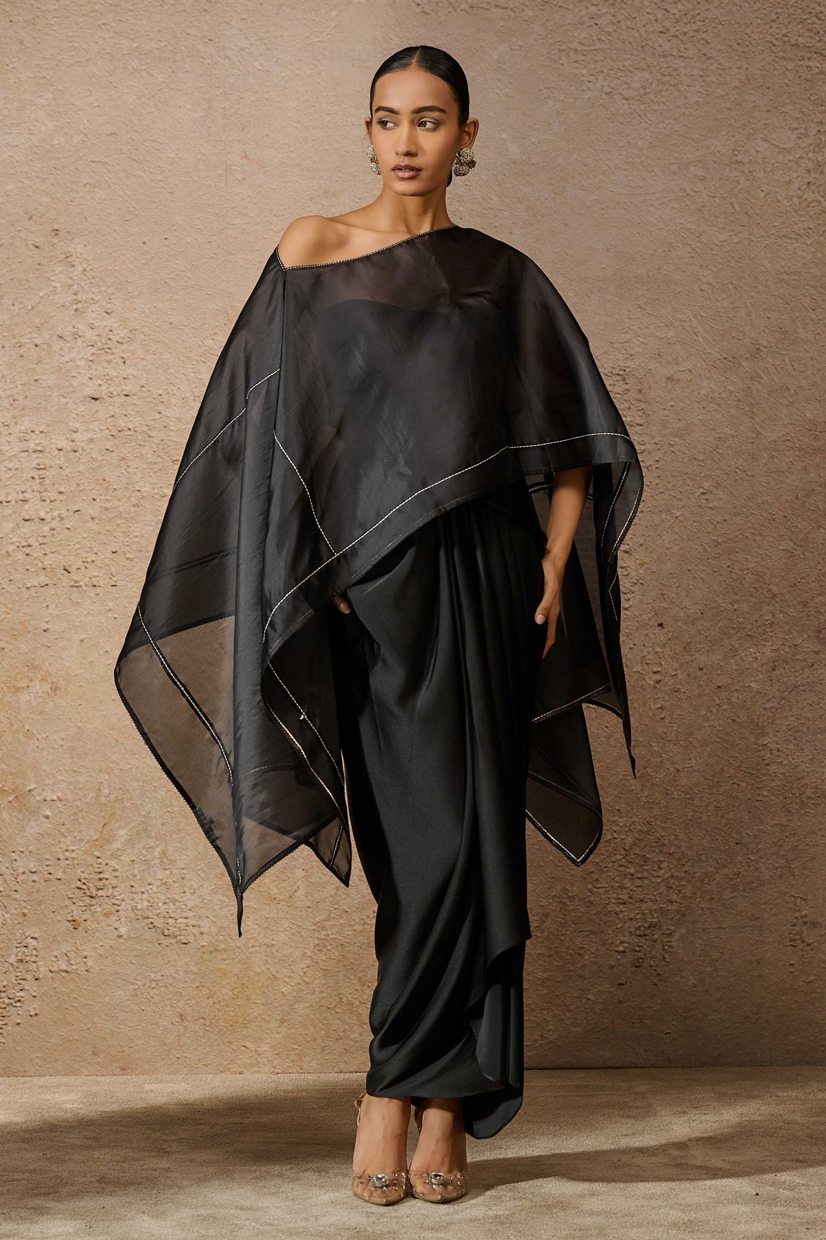 Short Kaftan Top & Draped Skirt Co Ord Set