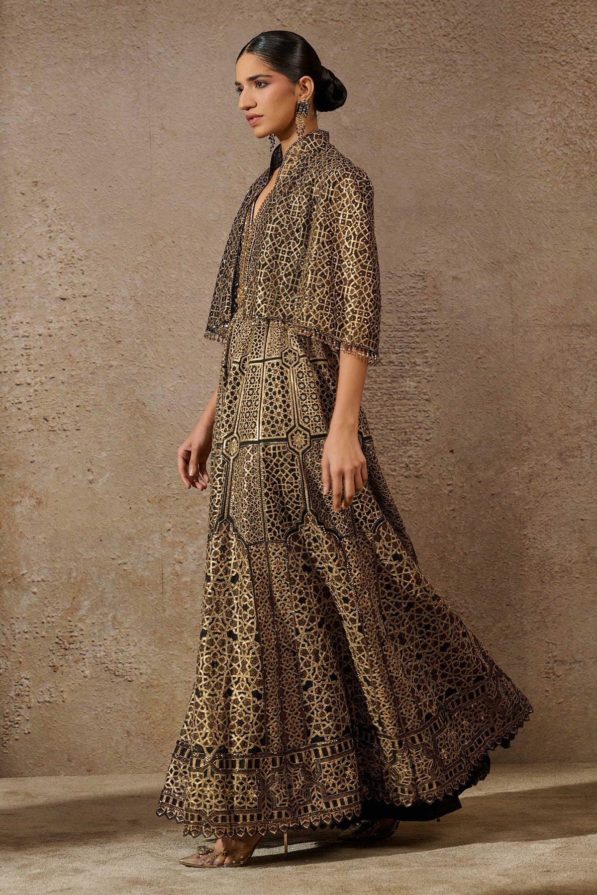 Otherworldly Sequin Architecture Motif Cape