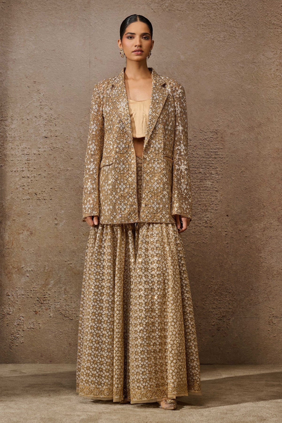 Otherworldly Sequin Sharara Jacket Set