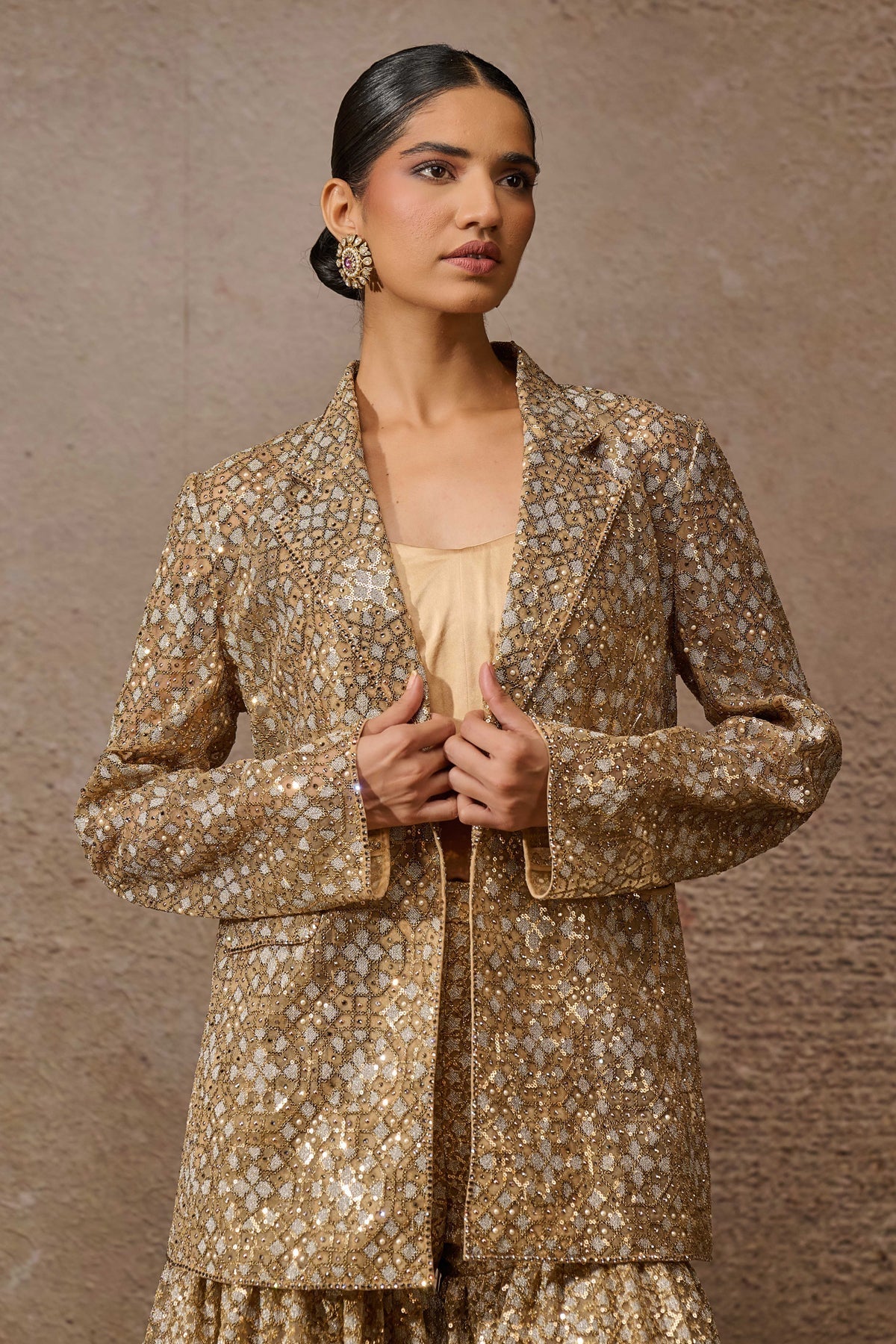 Otherworldly Sequin Sharara Jacket Set
