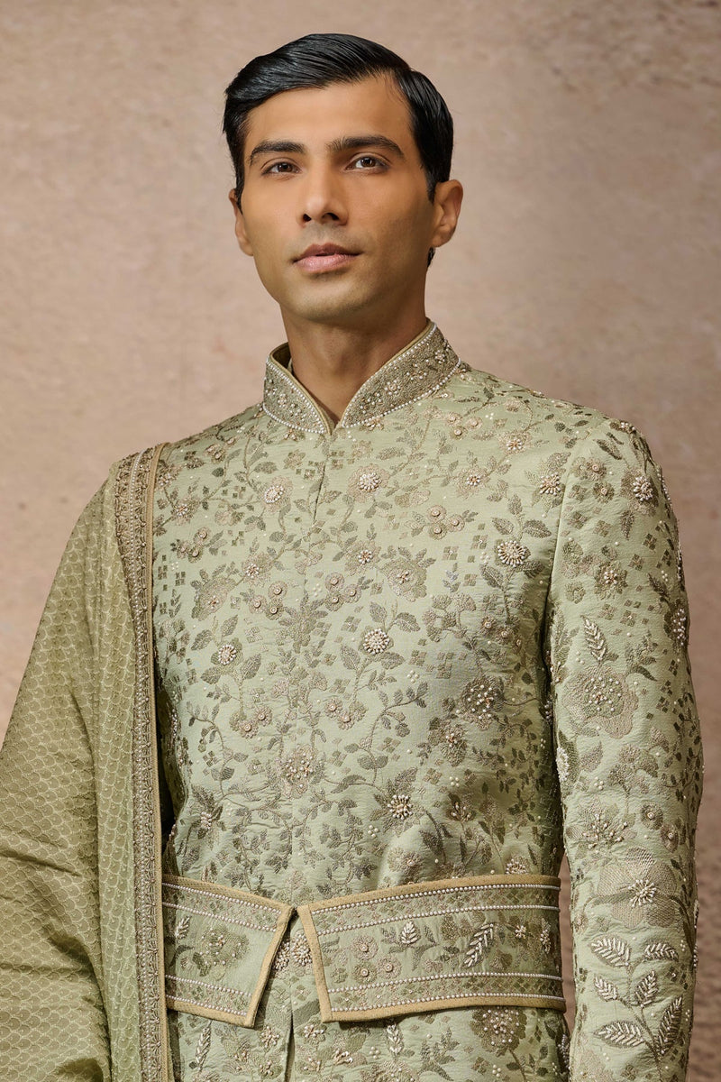 Classic Floral Sherwani Set