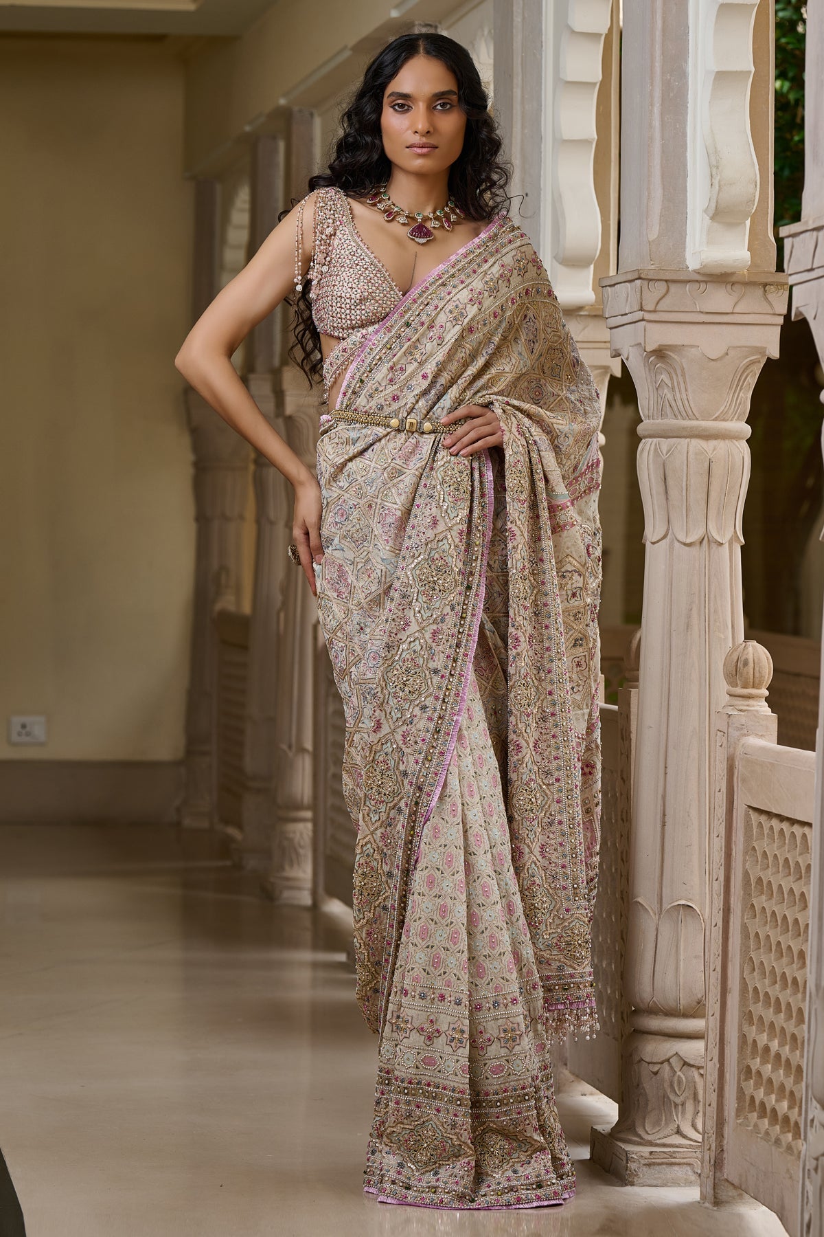Kashida Embroidered Saree