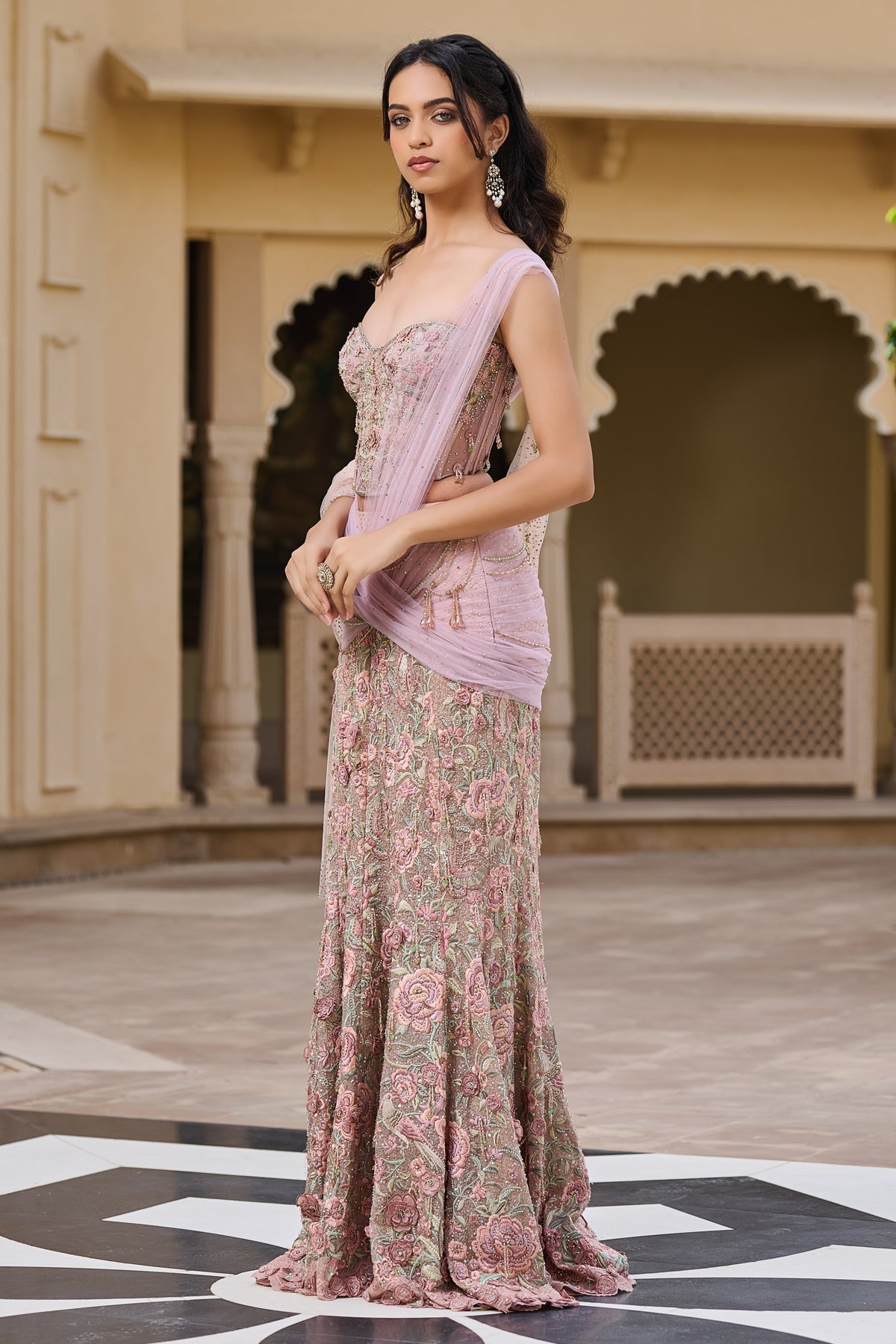 Floral Fishtail Skirt & Corset