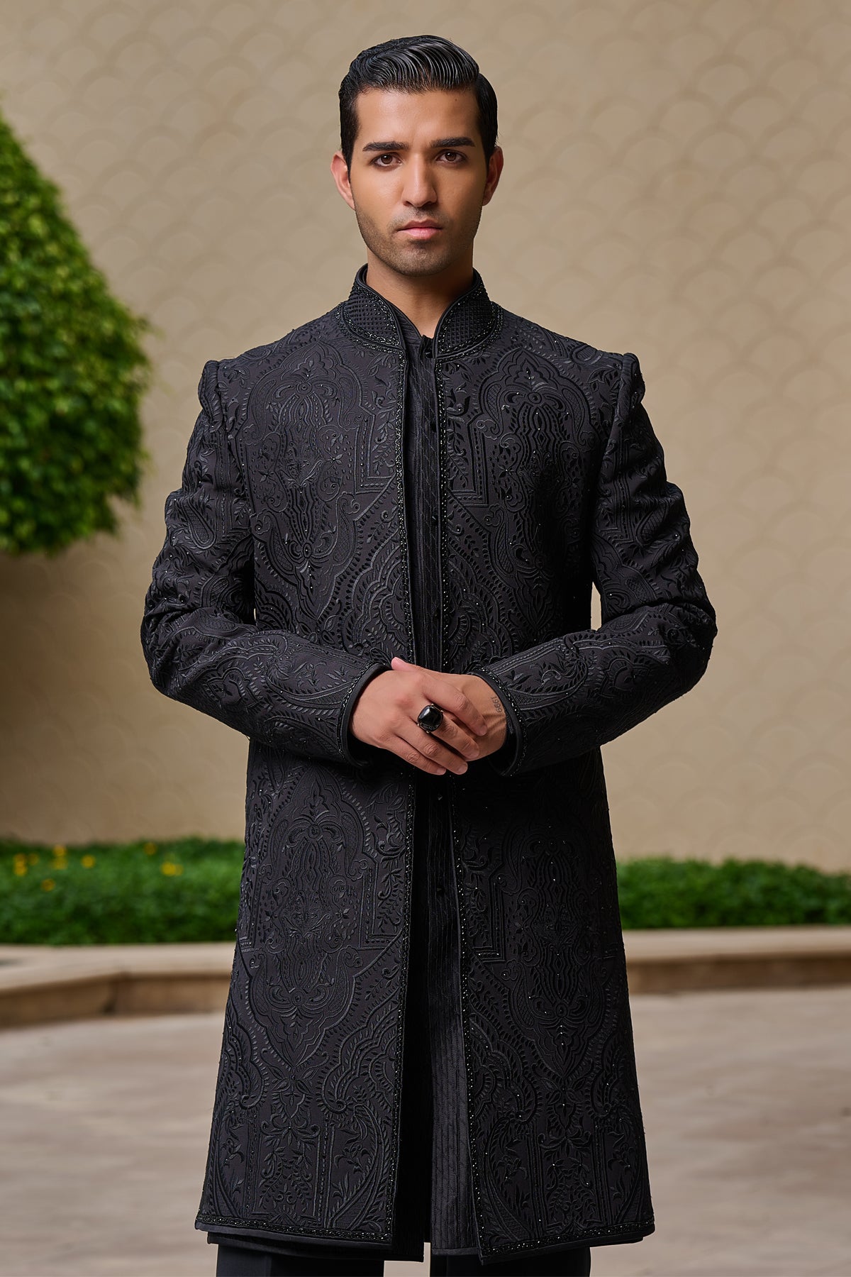 Tonal Embroidered Sherwani Set