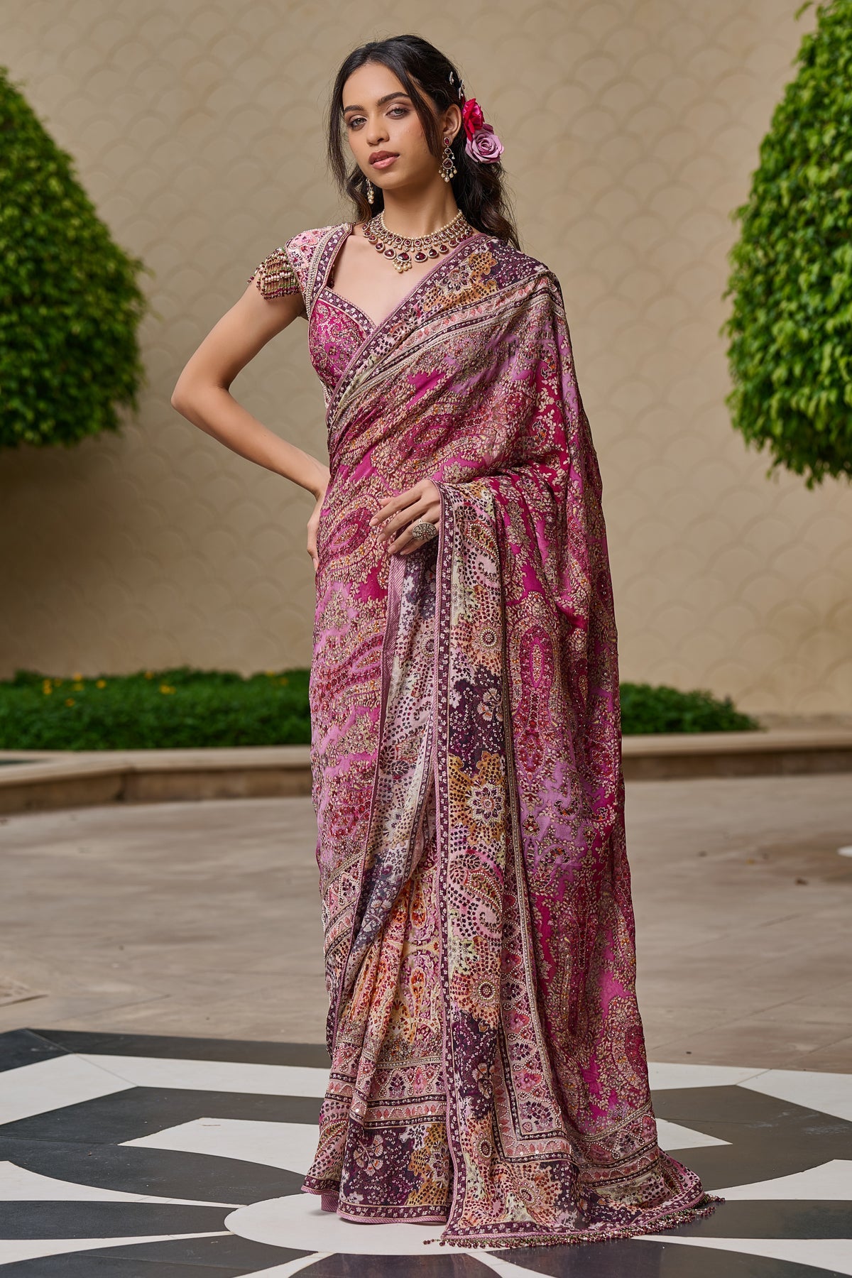 Quintessence  Kashida Embroidered Saree