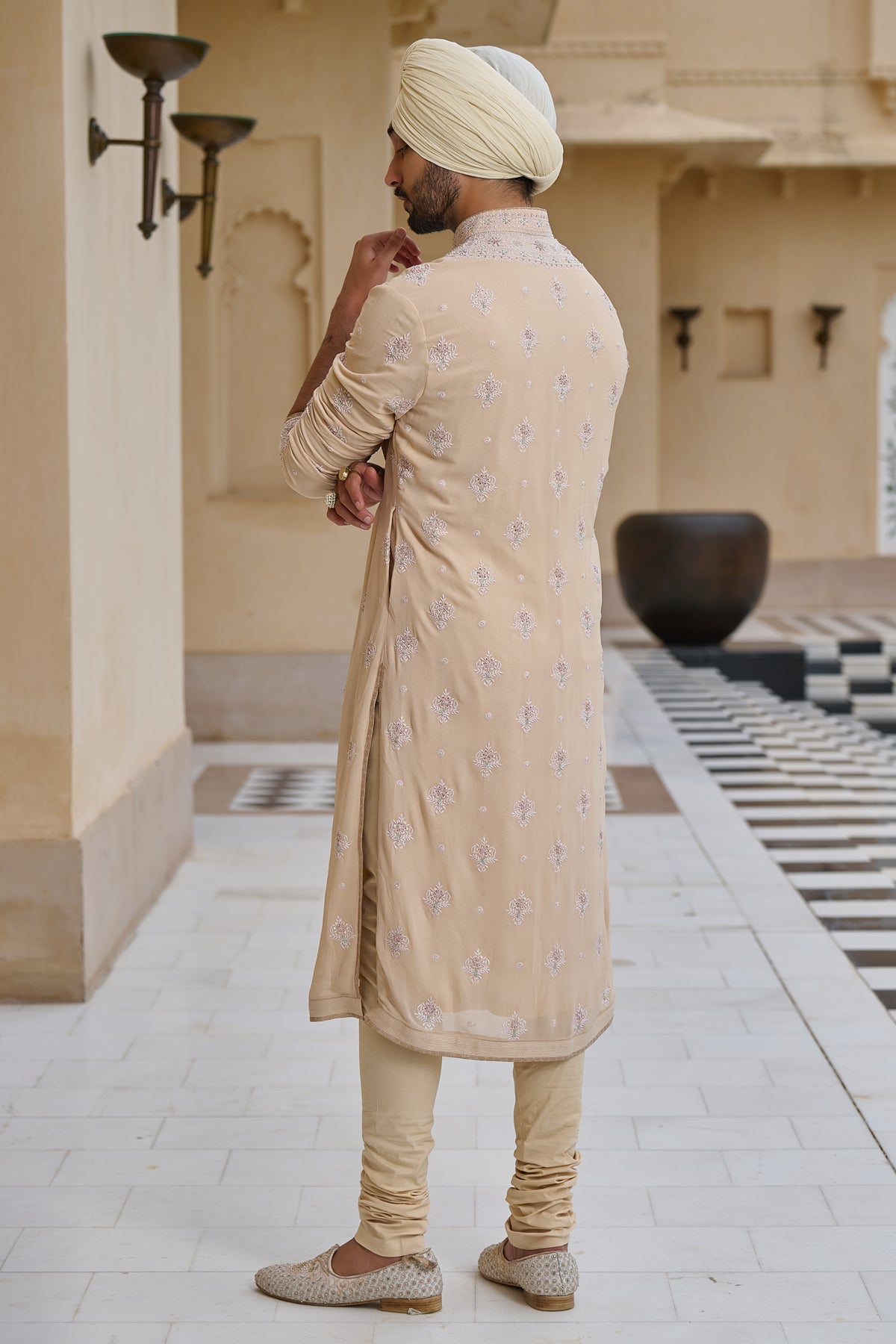 Golden Light Classic Chikankari Embroidered Kurta Set