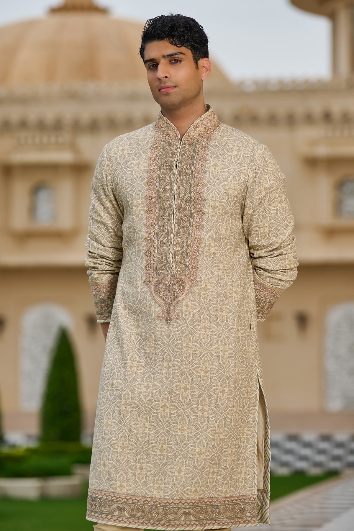 Printed Kurta Set with Embroidered Yoke