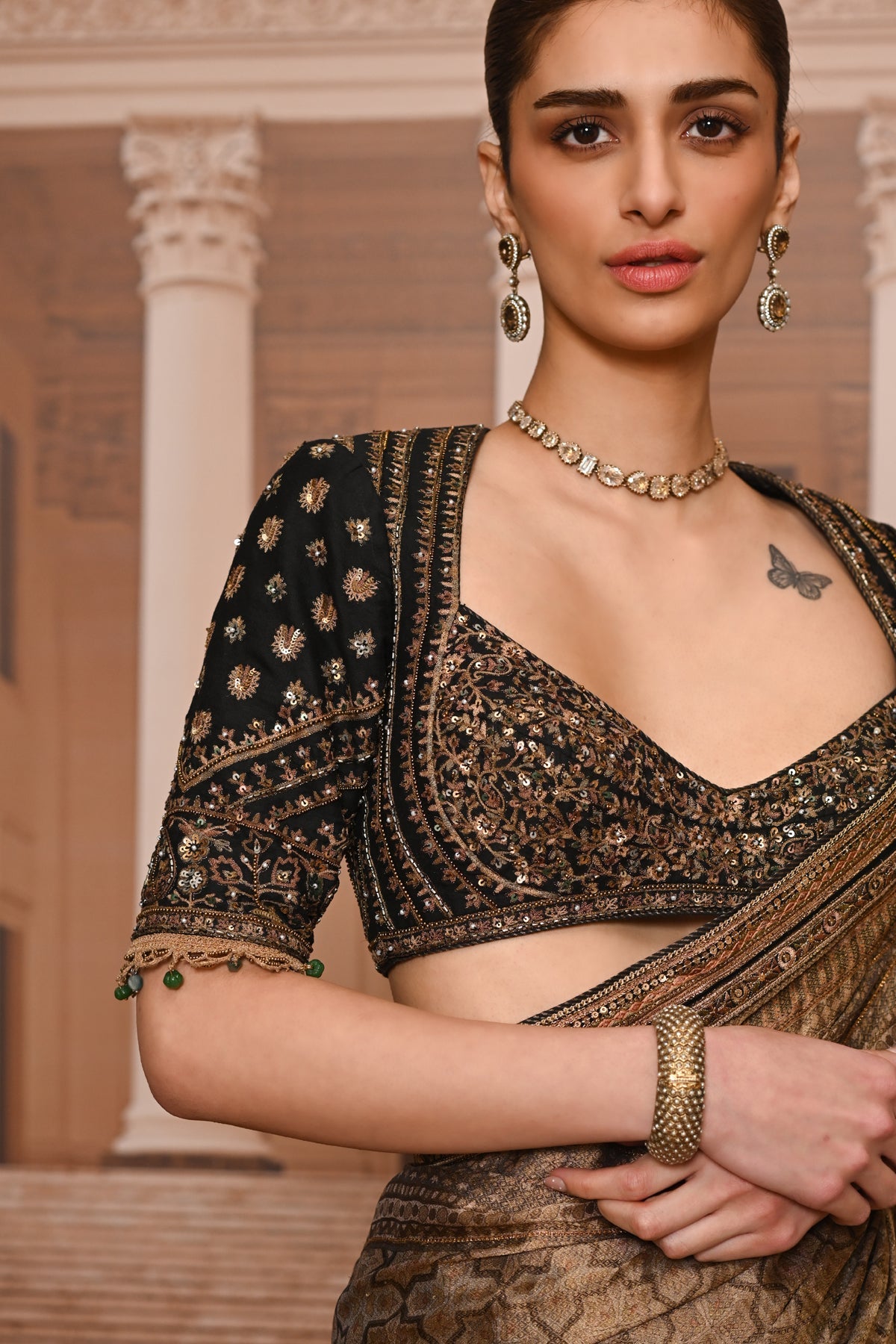 Ever Bloom Classic Saree With Embroidered Blouse