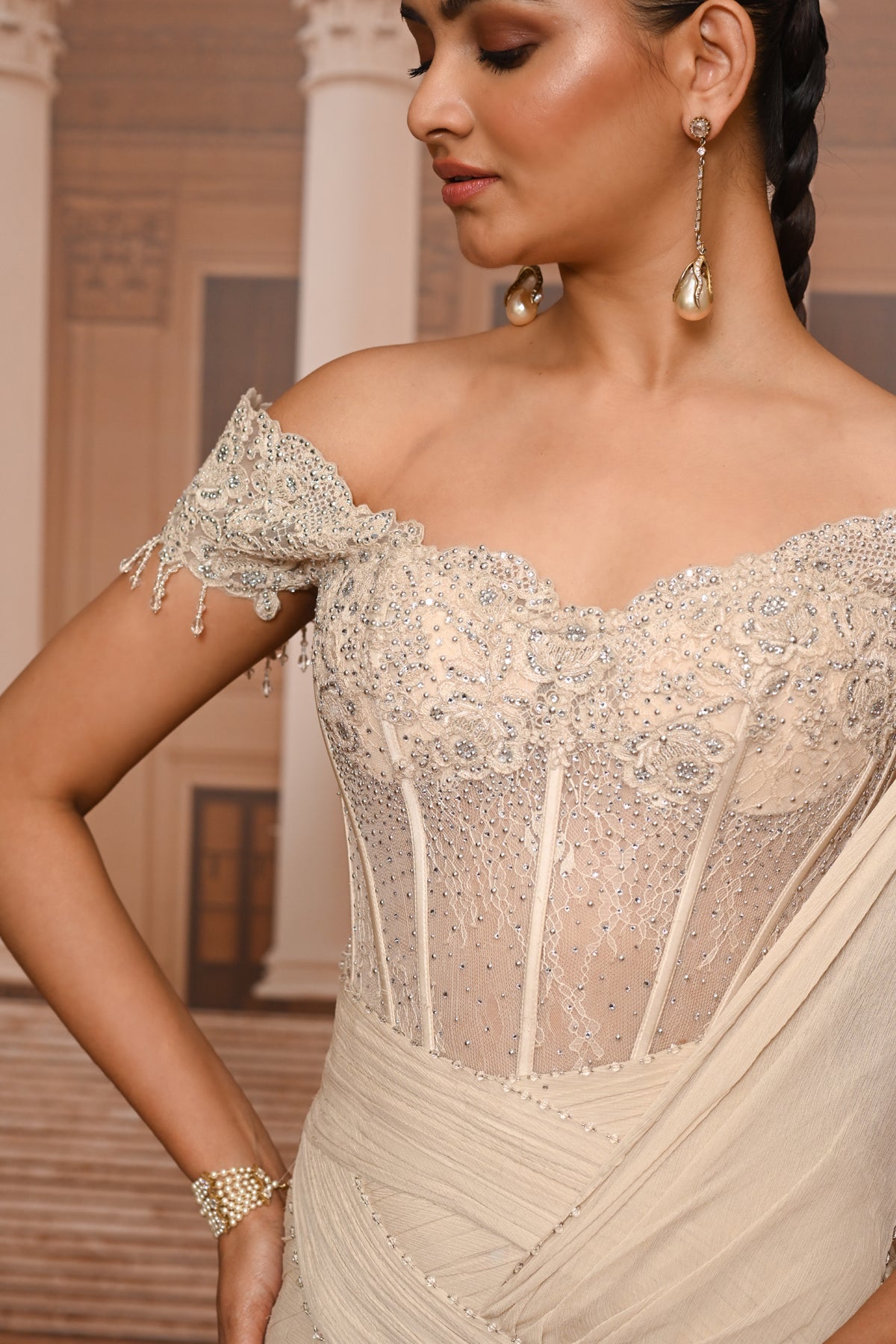 Ever Bloom Draped Concept Saree & Corset