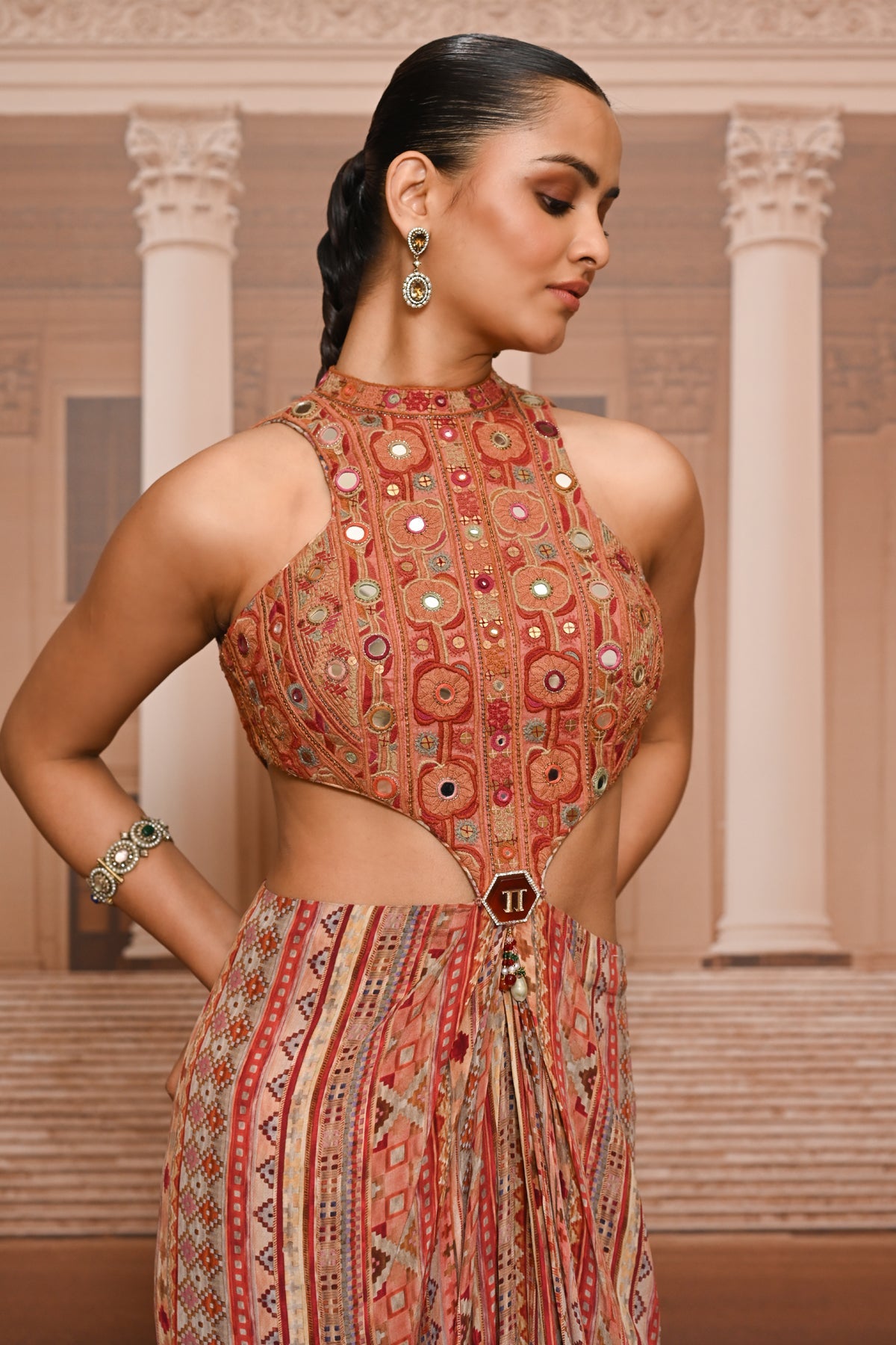 Ever Bloom Hand Embroidered Draped Dress