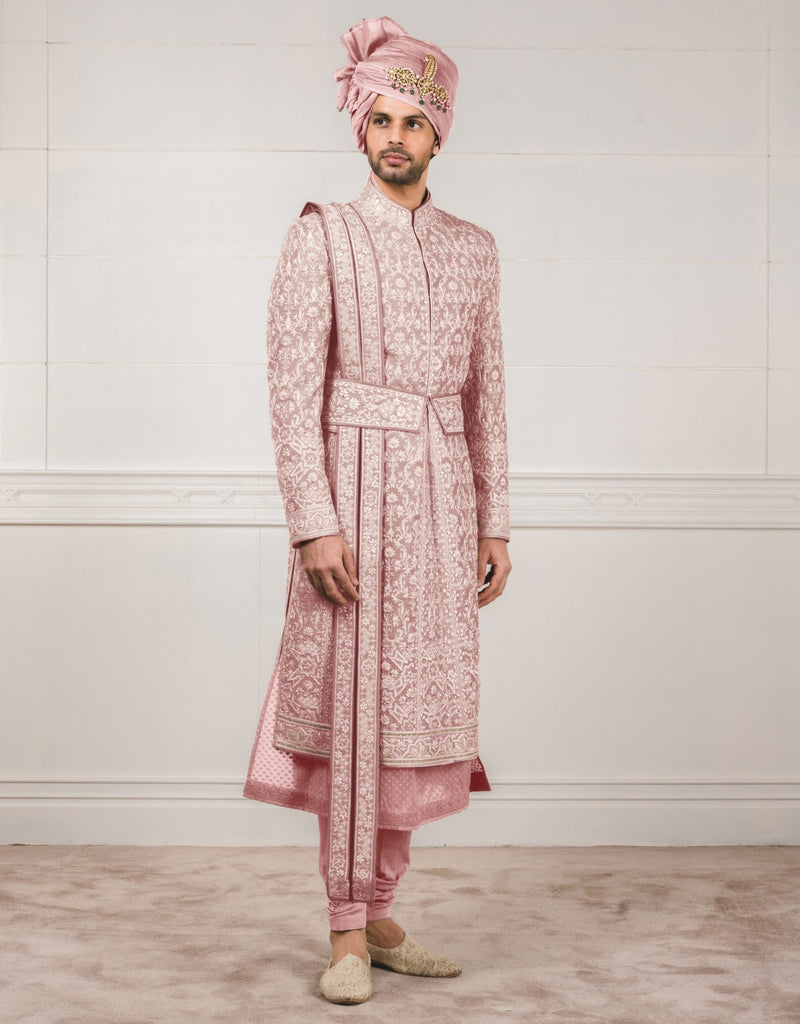 Sherwani In Raw Silk Fabric