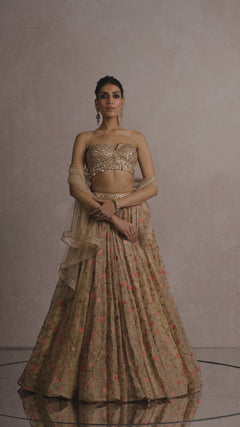 Blouse-Scarf-Lehenga