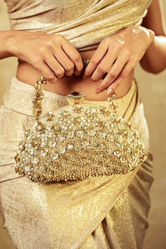 Embroidered Clutch Bag with Pearls
