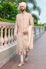 Dori Embroidered Silk Sherwani