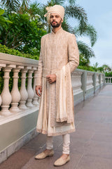 Dori Embroidered Silk Sherwani