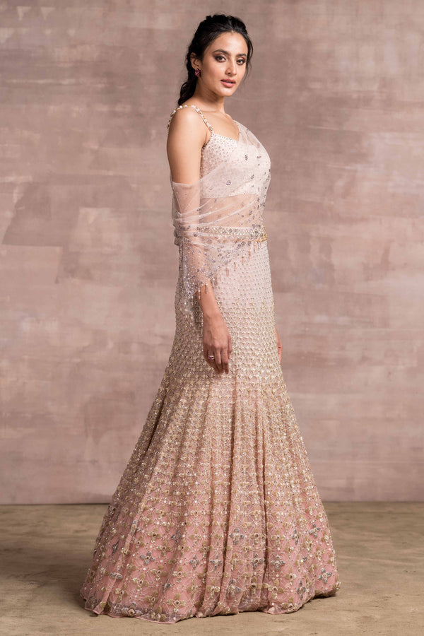 Embroidered tulle lehenga