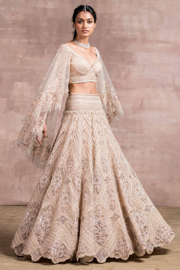 Lifted-embroidered lehenga