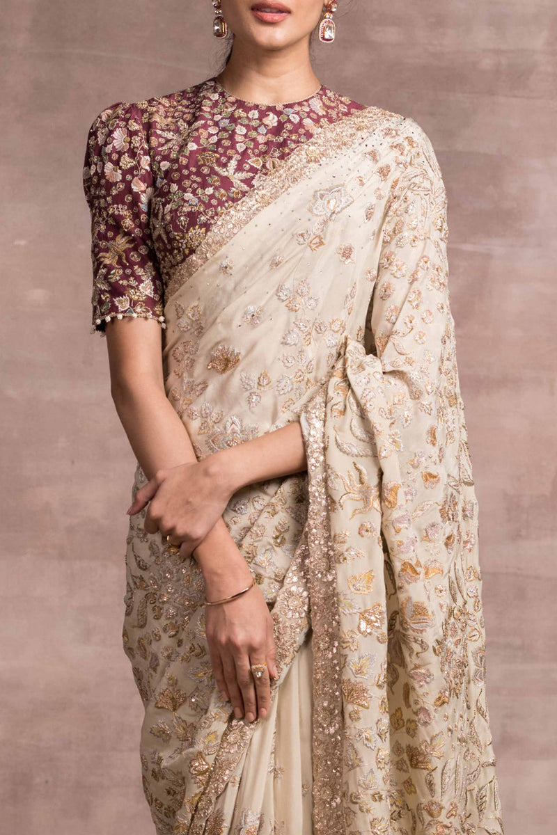 Embroidered printed saree