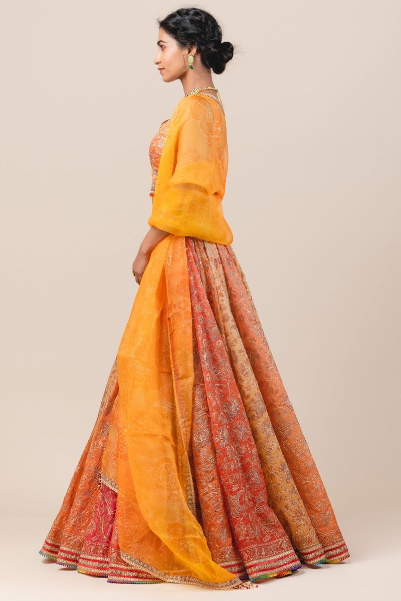 Silk Lehenga With Zari Embroidery