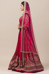 Raw Silk Lehenga With Zardozi Embroidery