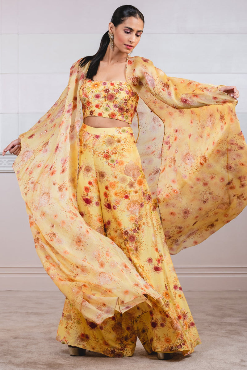 Digitally Printed Sheer Silk Long Cape