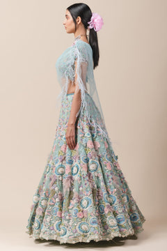 Shades Of Aqua Tulle Lehenga