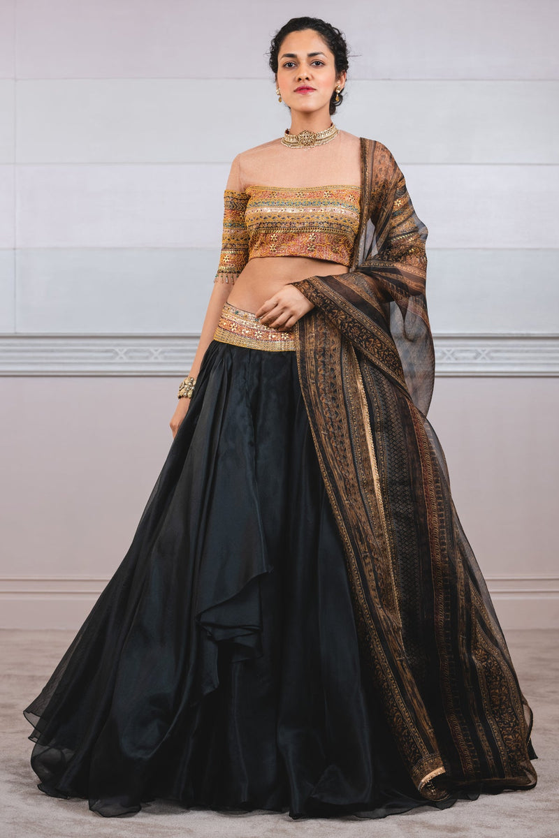 Shot Organza Draped Skirt