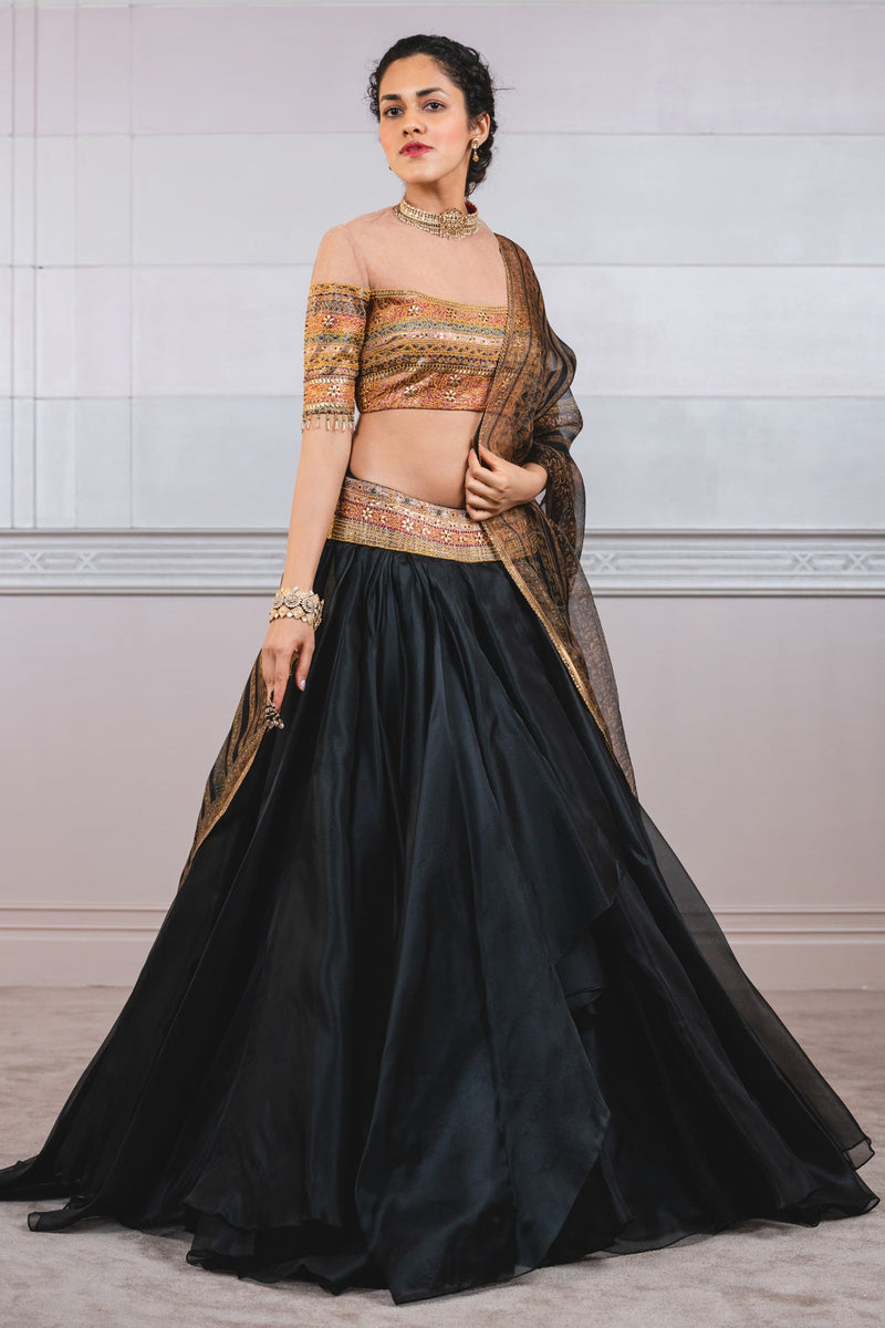 Shot Organza Draped Skirt