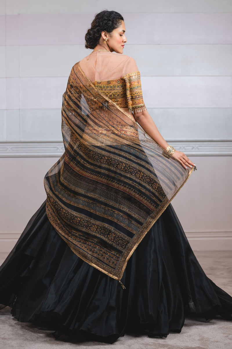 Shot Organza Draped Skirt
