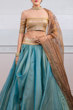 Shot Organza Draped Skirt