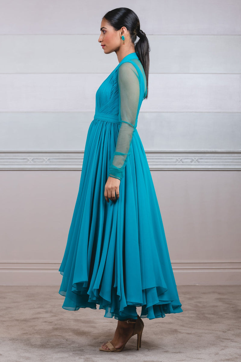 Dress with fluting detail