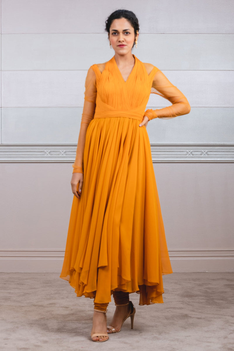 Dress with fluting detail