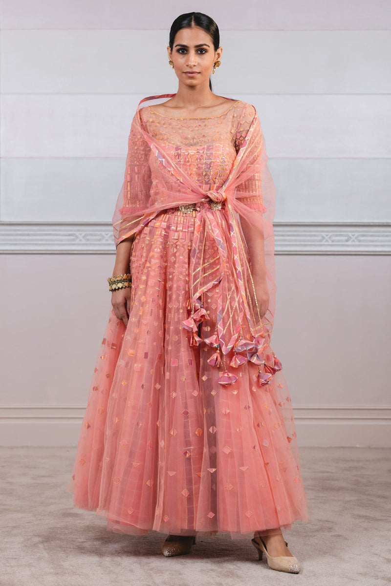 Check Applique Work Anarkali