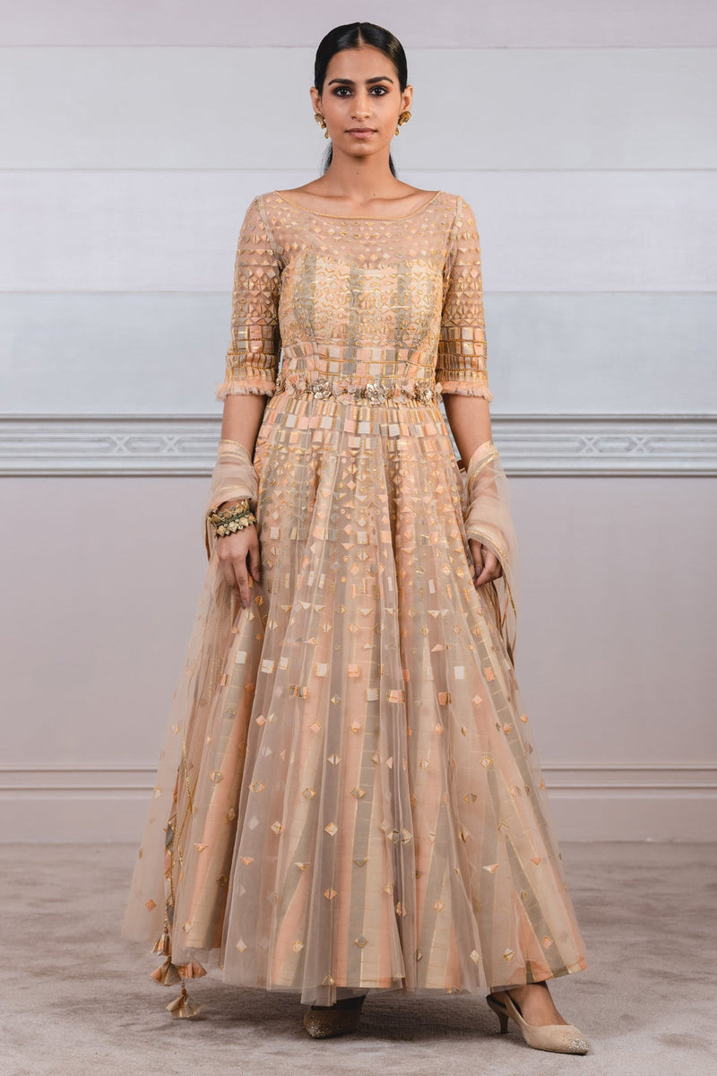 Check Applique Work Anarkali