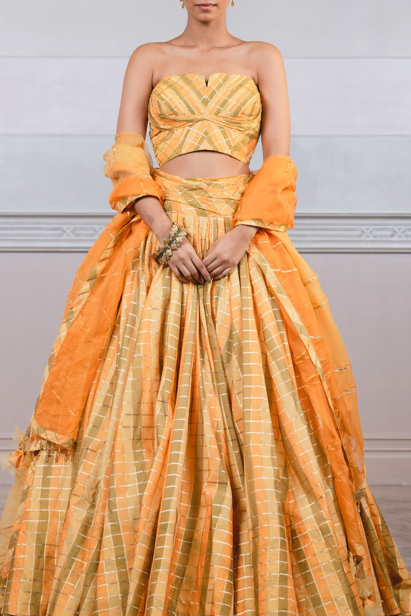 Checked Draped Lehenga