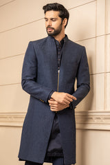 Quilted Sherwani With Metallic Zipper