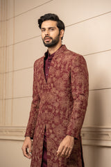 Floral Pattern Quilted Sherwani